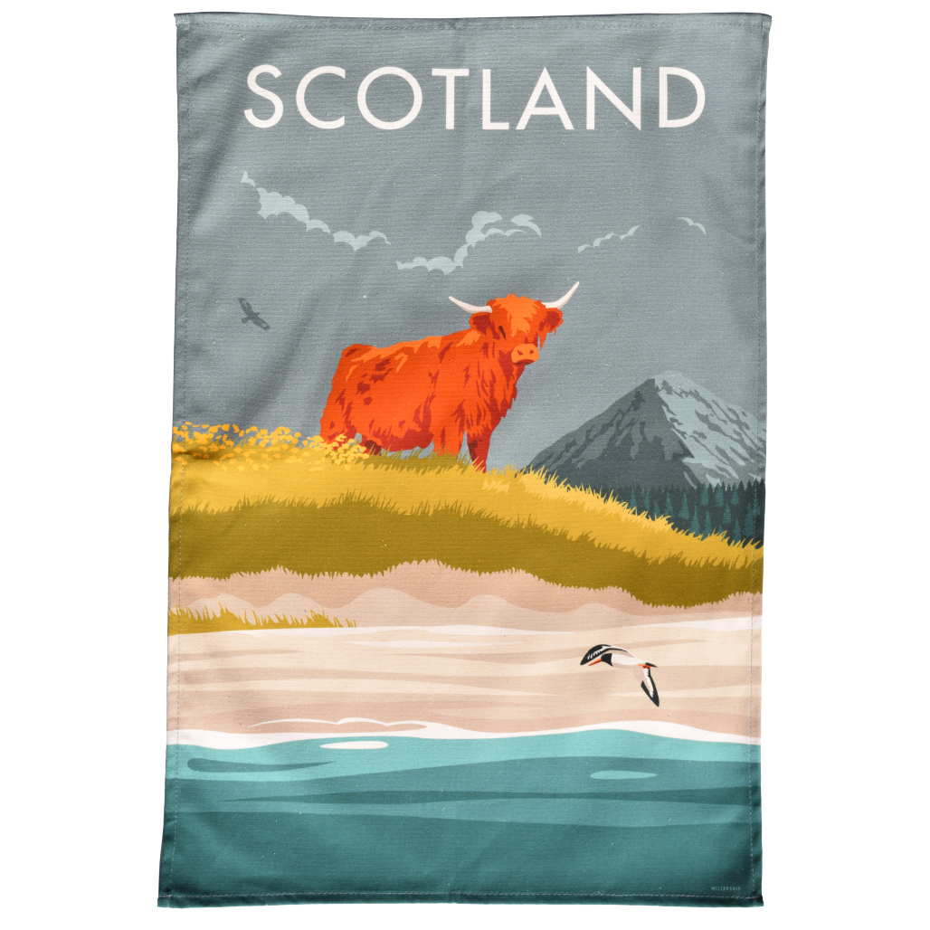 Highland Cow tea towel